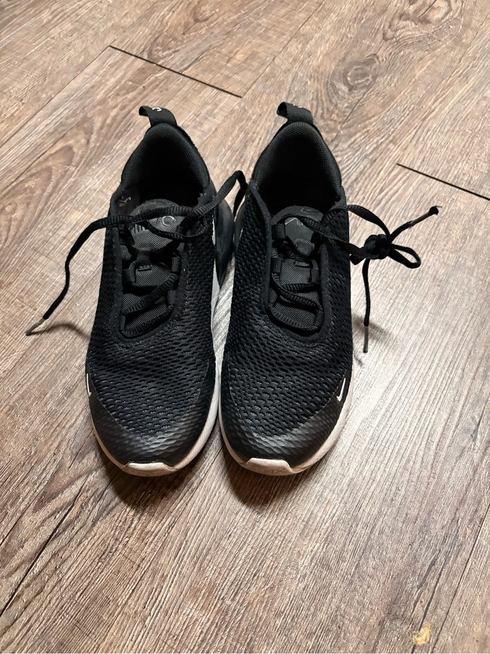 Nike Kids Black Mesh Sneakers with White Soles